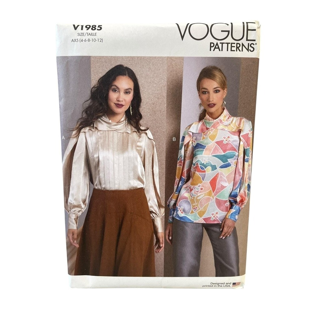 Vogue Patterns V1985 Misses' Top Blouse AX5 (4-6-8-10-12) Modern